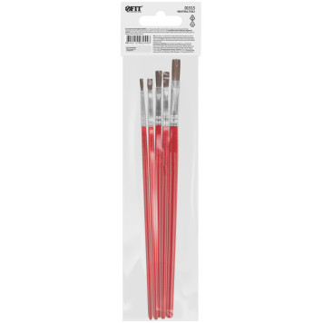 Кисти художественные, натуральная щетина, деревянная ручка, плоские, набор 5 шт.-3