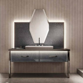 VITAGE milldue edition HILTON 05 Комплект мебели 158х58см напольный, раковина, зеркало, с подсветкой, отделка: стекло twill smoke, фурнитура: черный хром. _9264.CR96.*3 САЛОН,  _5812.CR96.93+5800.CR96.93 2 шт. САЛОН,  _5818.144.93 САЛОН,  _5819 САЛОН,  _5