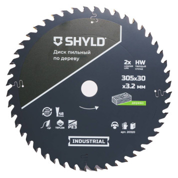 Диск пильный по дереву SHYLD твердосплавный 305х30 мм, 48 зубьев(20320)-2