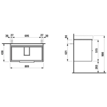 Laufen Base База с раковиной, 85x46см, подвесная, с 2 ящиками, цвет: белый глянцевый-1