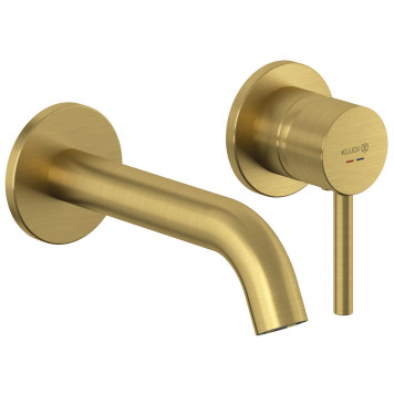 Kludi 38 244 N076 Bozz Смеситель для раковины 180 мм, наст., на 2 отв., (внеш. монт. ч), браш золото 38244N076