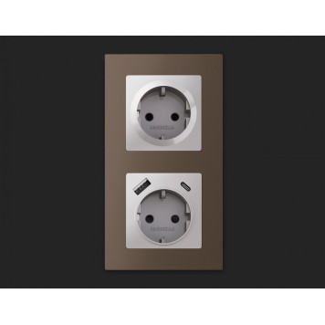 Розетка с заземлением и 2хUSB type A и C, без рамки Ambrella Volt Quant MA410010-1