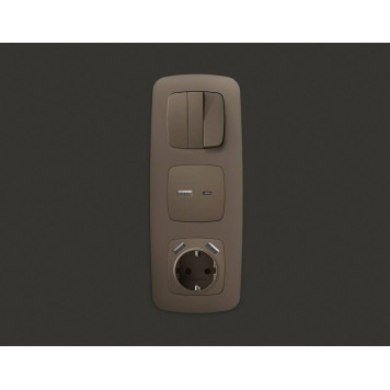 Накладка для розетки с заземлением и со шторками и 2хUSB type A и C Ambrella Volt Quant OP6400-1