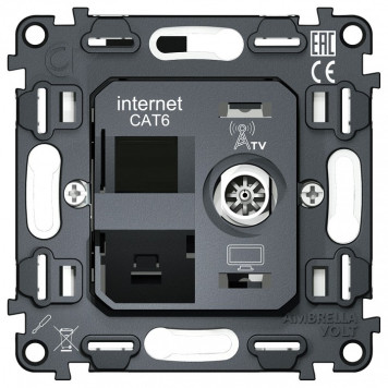 Механизм ТВ-розетки оконечные и розетки Ethernet RJ-45 со шторкам Ambrella Volt QUANT VM195