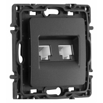 Розетка двойная RJ-11 и Ethernet RJ-45, без рамки Arte Milano am-217 217.44-1.black-1