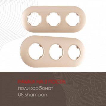 Рамка на 3 поста Arte Milano am-502.08 502.08-3.shampan-1