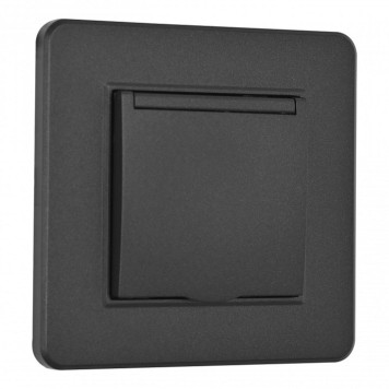 Розетка с заземлением и шторкой, с крышкой Arte Milano SET16-1 SET16-1-41-1 black-3