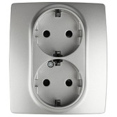 Розетка двойная с заземлением и со шторкой, без рамки Эра Эра 12 12-2104-03