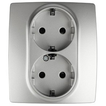 Розетка двойная с заземлением и со шторкой, без рамки Эра Эра 12 12-2104-03