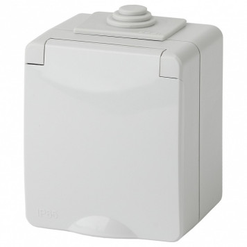 Розетка с заземлением и со шторкой, с крышкой Эра Эра Эксперт 11-2602-03