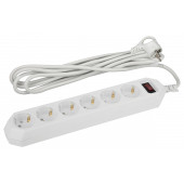 Удлинитель с выключателем Эра  USF-6es-1,5m-W-BOX