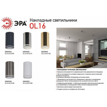 Накладной светильник Эра OL16 GU10 BK Б0049042-1