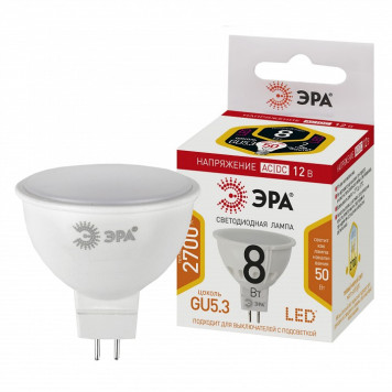 Лампа светодиодная Эра LED MR16-8W-12V-827-GU5.3-1