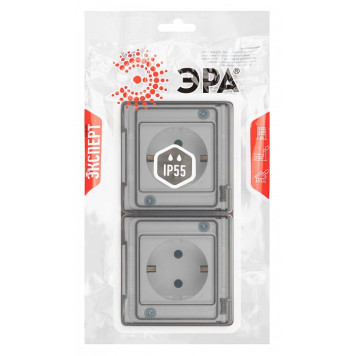 Розетка с заземлением с крышкой Эра Эра Эксперт 11-2523-01-3