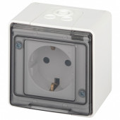 Розетка с заземлением и со шторкой, с крышкой Эра Эра Эксперт 11-2502-01