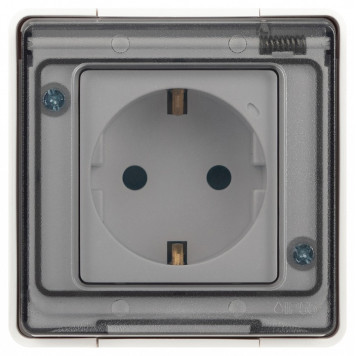 Розетка с заземлением и со шторкой, с крышкой Эра Эра Эксперт 11-2502-01-1