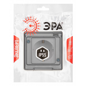 Розетка с заземлением и со шторкой, с крышкой Эра Эра Эксперт 11-2502-01-3