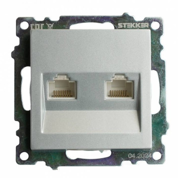 Розетка двойная Ethernet RJ-45 без рамки Stekker Катрин 50005-1