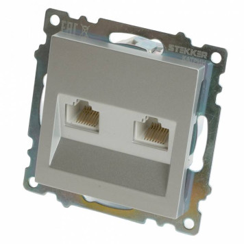 Розетка двойная Ethernet RJ-45 без рамки Stekker Катрин 50005-3