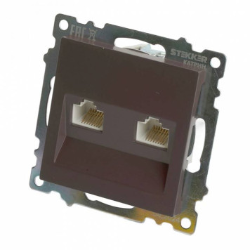 Розетка двойная Ethernet RJ-45 без рамки Stekker Катрин 50006-3