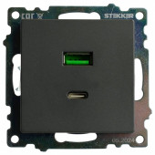 Розетка 2хUSB type A и C без рамки Stekker Катрин 50052