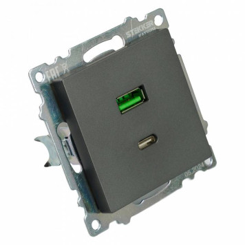 Розетка 2хUSB type A и C без рамки Stekker Катрин 50052-2