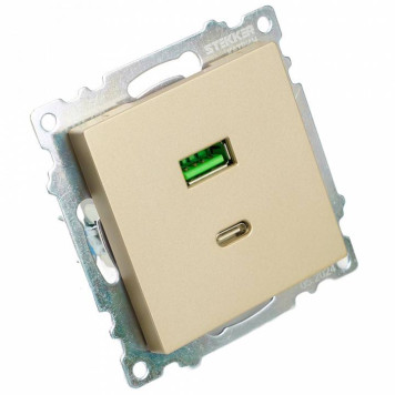 Розетка 2хUSB type A и C без рамки Stekker Катрин 50053-2