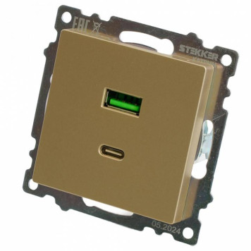 Розетка 2хUSB type A и C без рамки Stekker Катрин 50053-3