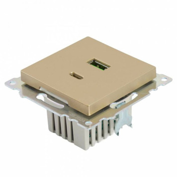 Розетка 2хUSB type A и C без рамки Stekker Катрин 50053-5