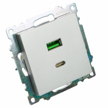 Розетка 2хUSB type A и C без рамки Stekker Катрин 50054-2