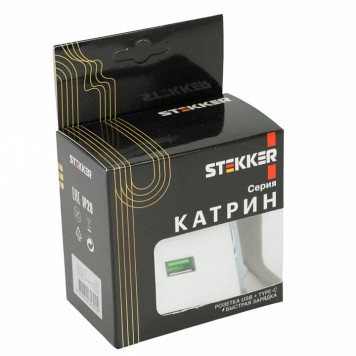 Розетка 2хUSB type A и C без рамки Stekker Катрин 50054-8