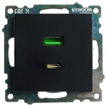 Розетка 2хUSB type A и C без рамки Stekker Катрин 50055