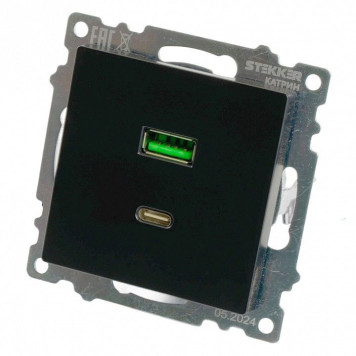 Розетка 2хUSB type A и C без рамки Stekker Катрин 50055-3