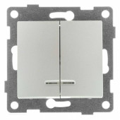 Выключатель двухклавишный с подсветкой без рамки Gusi Electric BRAVO С10В28-028