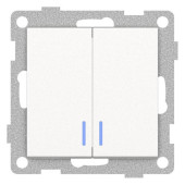 Выключатель двухклавишный с подсветкой без рамки Gusi Electric UGRA С11В28-028