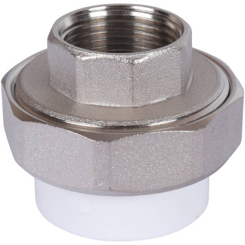 Муфта разъемная Политэк для полипропиленовых труб 32х3/4 с внутренней резьбой под сварку (белая)-2