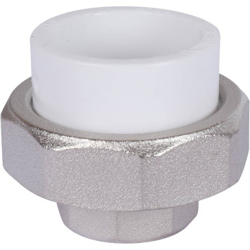 Муфта разъемная Политэк для полипропиленовых труб 32х3/4 с внутренней резьбой под сварку (белая)-3