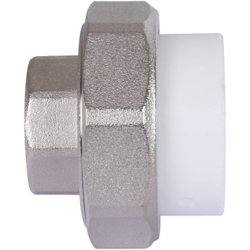 Муфта разъемная Политэк для полипропиленовых труб 32х3/4 с внутренней резьбой под сварку (белая)-4