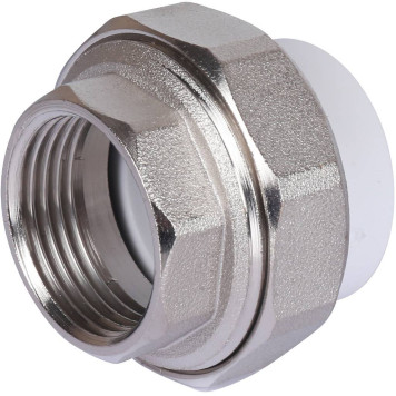 Муфта разъемная Политэк 32х1& внутренняя резьба для полипропиленовых труб под сварку (белая)