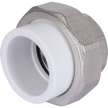 Муфта разъемная Политэк 32х1& внутренняя резьба для полипропиленовых труб под сварку (белая)-1