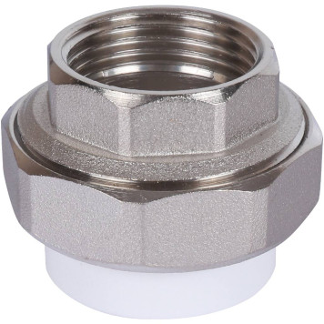 Муфта разъемная Политэк 32х1& внутренняя резьба для полипропиленовых труб под сварку (белая)-2