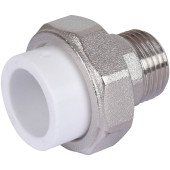 Муфта разъемная с наружной резьбой Политэк 20х1/2 для полипропиленовых труб под сварку (цвет белый) (9800002012)