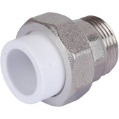 Муфта разъемная с наружной резьбой Политэк 20х3/4 для полипропиленовых труб под сварку (цвет белый) (9800002034)