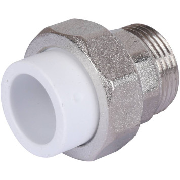 Муфта разъемная Политэк 20х3/4 для полипропиленовых труб под сварку (белый)