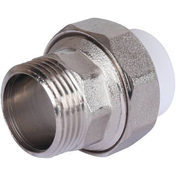 Муфта разъемная Политэк 20х3/4 для полипропиленовых труб под сварку (белый)-1