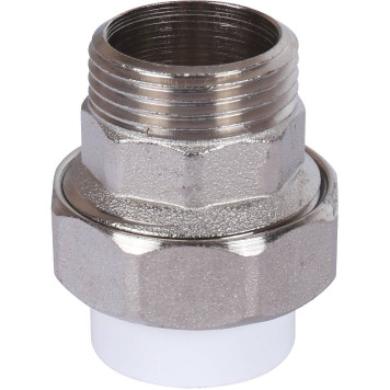 Муфта разъемная Политэк 20х3/4 для полипропиленовых труб под сварку (белый)-3