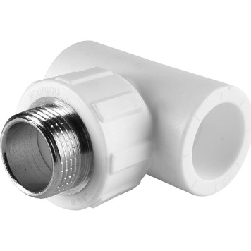 Тройник Политэк 25x3/4 с наружной резьбой для сварки ПП труб (белый)