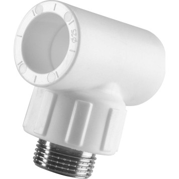 Тройник Политэк 25x3/4 с наружной резьбой для сварки ПП труб (белый)-2