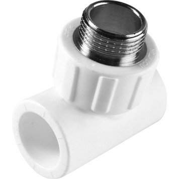 Тройник Политэк 25x3/4 с наружной резьбой для сварки ПП труб (белый)-4