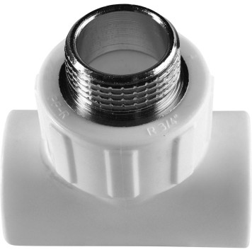 Тройник Политэк 25x3/4 с наружной резьбой для сварки ПП труб (белый)-5